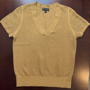 NWOT 100% Linen Brown Lightweight V-Neck Shirt Sz S